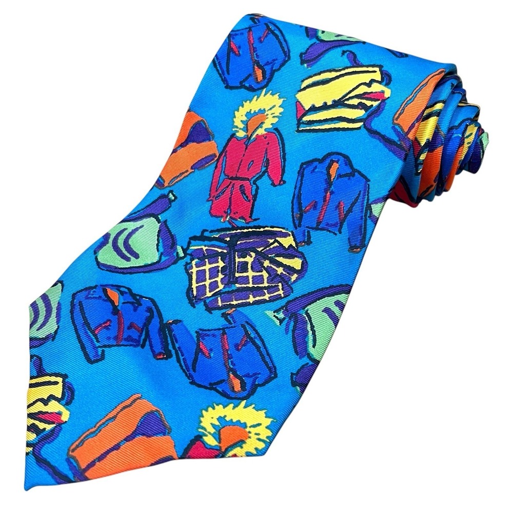 Vintage 1990s Gap Necktie 100% Italian Silk Bright Colorful Winter Wear Print